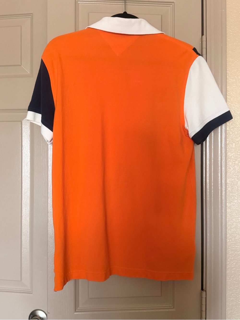 Tommy Hilfiger Orange, Navy & White Diagonal-Stripe Polo - Picture 2 of 5